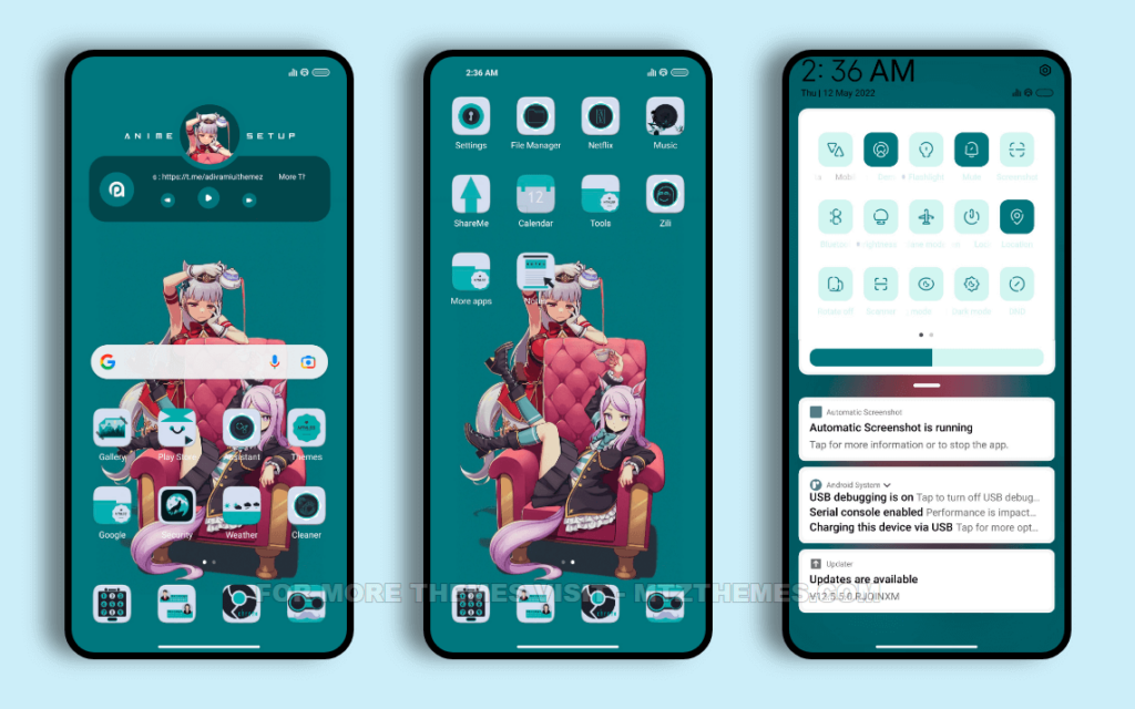 AnimeSetup MIUI Theme with Cool Green Accent UI Design MTZ Themes